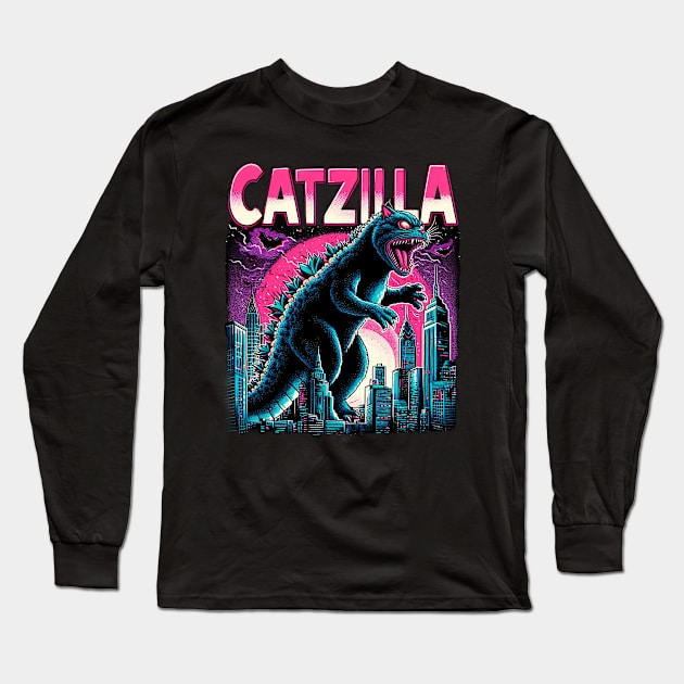 CATZILLA - Epic Battle of Colossal Cats Long Sleeve T-Shirt by ANSAN